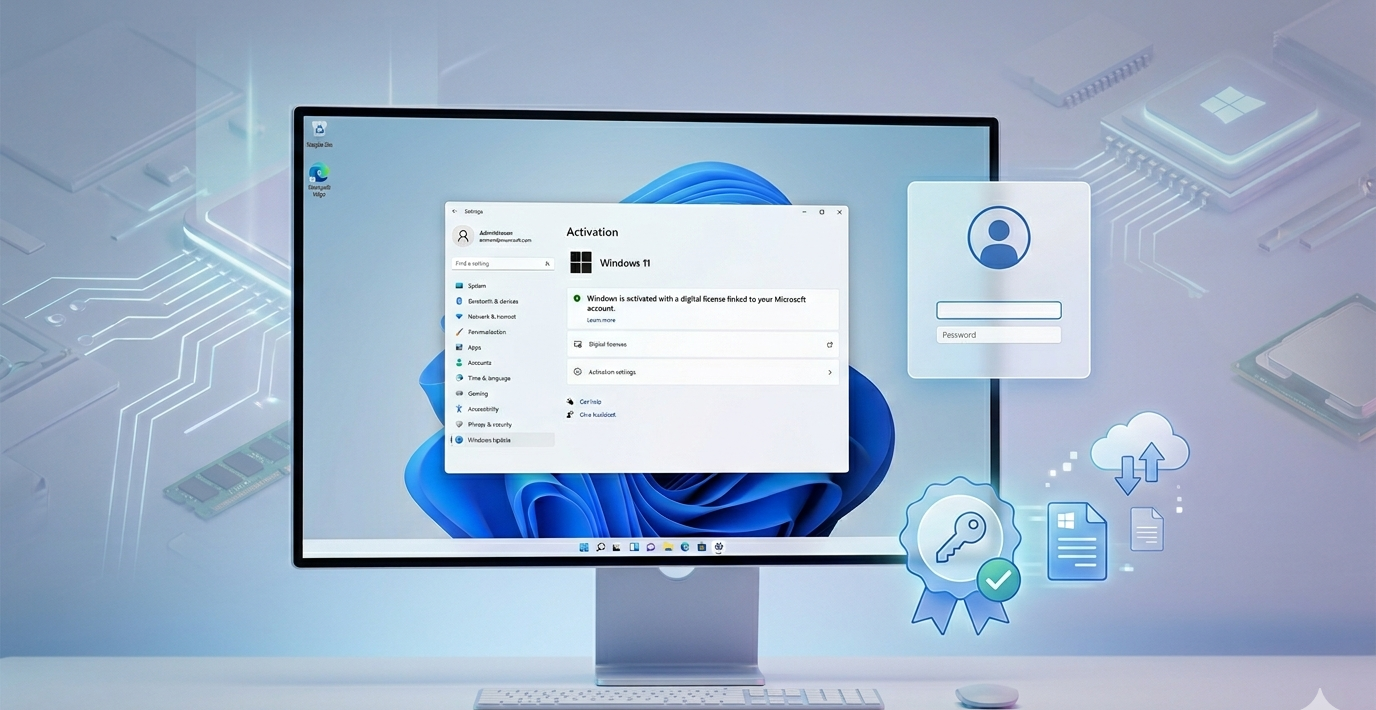 Link Microsoft account to digital license